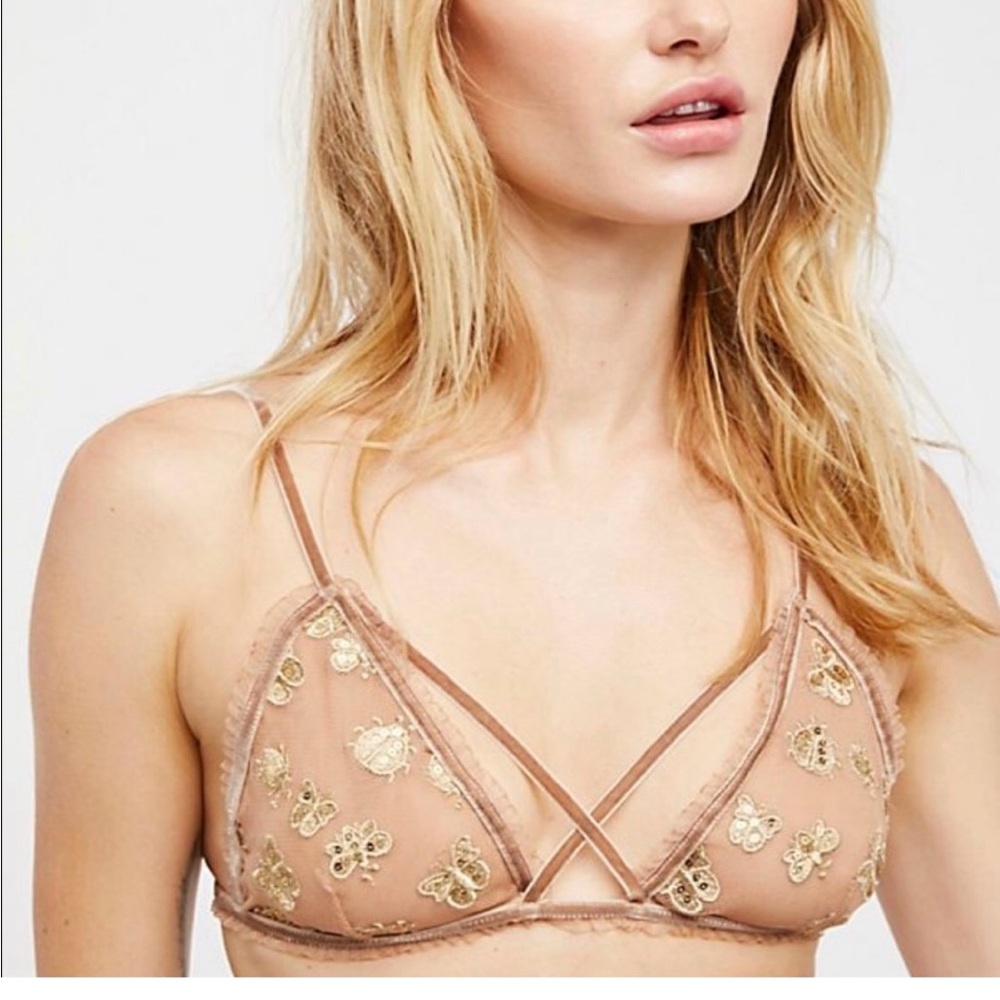 NEW For Love & Lemons Bra size S SKIVVIES Golden Garden Bralette Bee